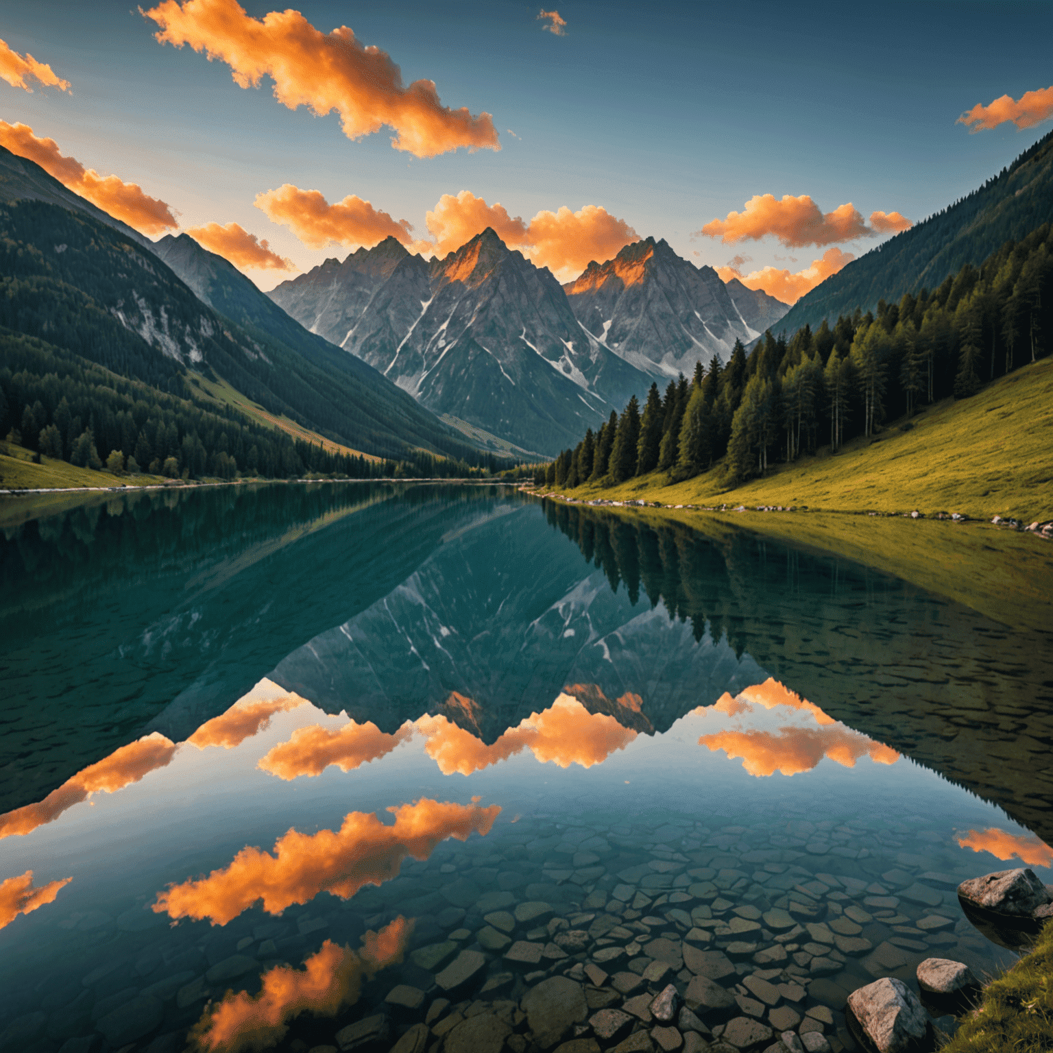 Panoramiczny widok na Tatry o zachodzie słońca, uchwycony przez koreańskiego fotografa. Góry odbijają się w tafli jeziora, tworząc magiczny efekt lustrzanego odbicia.